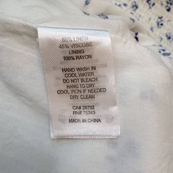 House of Harlow Linen Smocked Bodice Square Neck Floral Soft Cottagecore Size XS - Picture 12 of 14